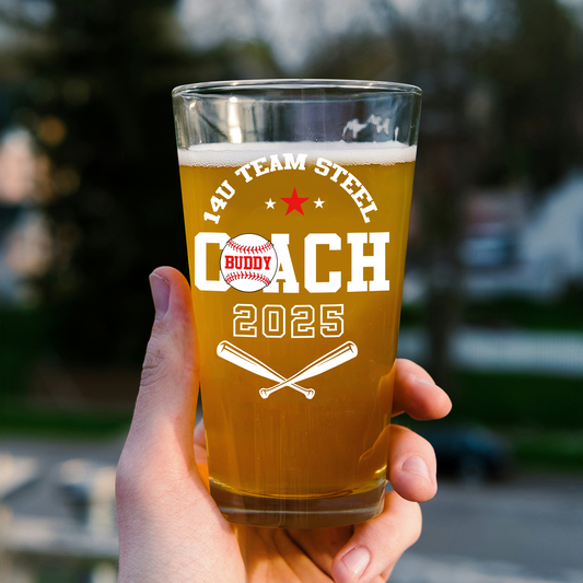 Custom Baseball Coach Gift, Baseball End Of Season Gift For Coach, Custom Pint Glass For Baseball Coach Gift With Member Name