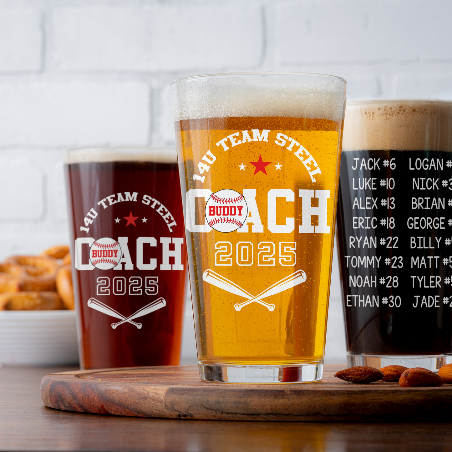 Custom Baseball Coach Gift, Baseball End Of Season Gift For Coach, Custom Pint Glass For Baseball Coach Gift With Member Name