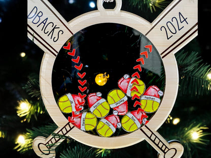 Personalized Softball Christmas Shaker, Christmas Team Ornament with Member Names, Unique 2025 Coach Gift, Christmas Gift, Christmas Decor