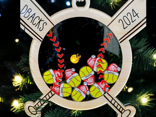Personalized Softball Christmas Shaker, Christmas Team Ornament with Member Names, Unique 2025 Coach Gift, Christmas Gift, Christmas Decor