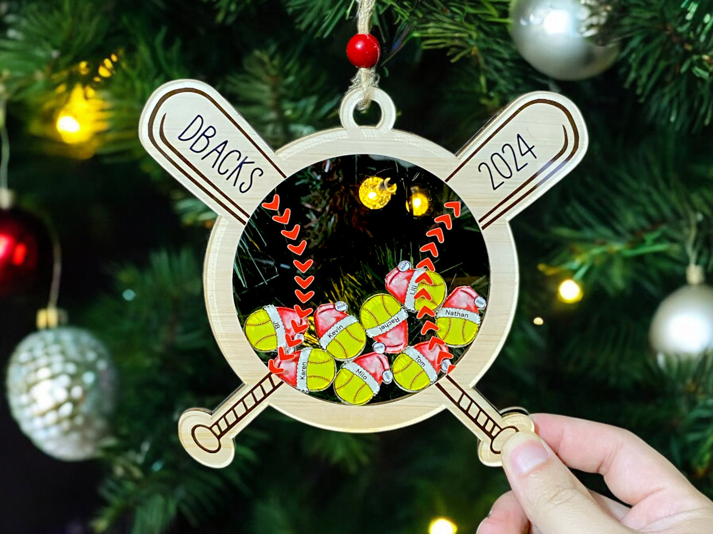 Personalized Softball Christmas Shaker, Christmas Team Ornament with Member Names, Unique 2025 Coach Gift, Christmas Gift, Christmas Decor